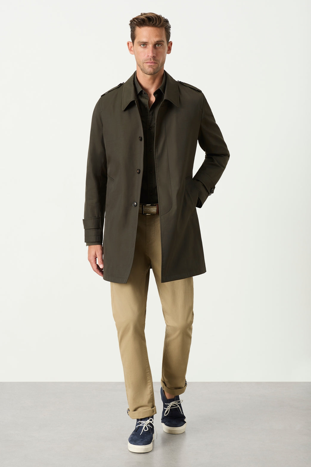 AMERI　CUT OFF CHAMBRAY TRENCH COAT Ameri CUT OFF CHAMBRAY TRENCH COAT CUT OFF CHAMBRAY TRENCH COAT