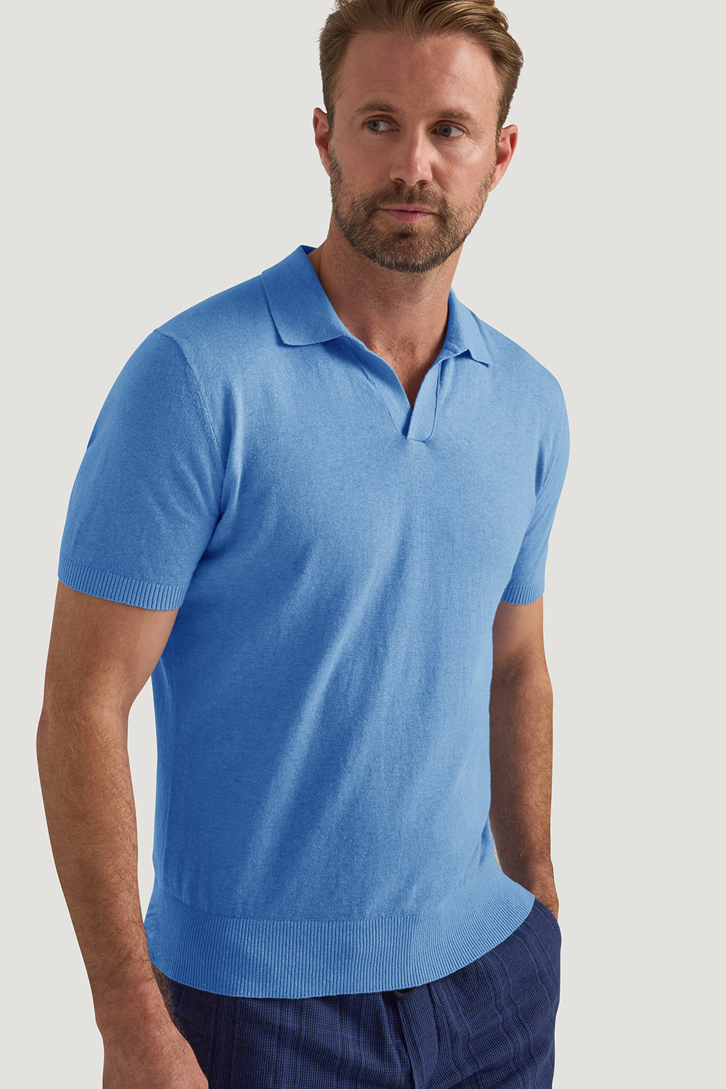 【未使用タグ無し】DEMYLEE_Knit polo shirt Logan Pointelle Cotton Polo Top